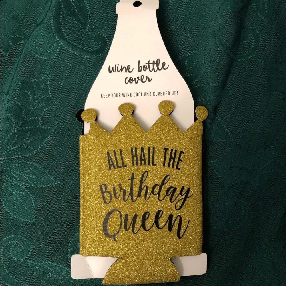 🪐Gold Glittery Wine Koozie/Cover/Hugger 750mL